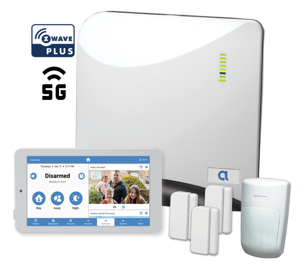 Connect+ security panel with touchscreen and sensors